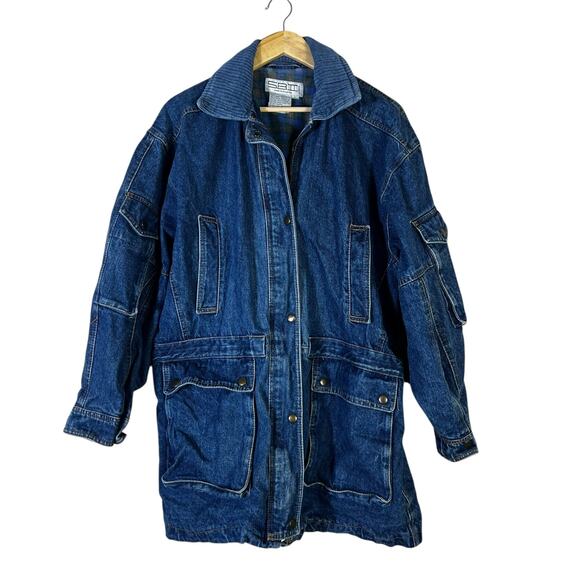 Vintage SBII by Betterman Denim Jacket Mens L Chore Flannel Lined Workwear - Picture 2 of 9